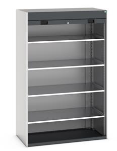 Extra wide Bott cubio cupboard with lockable roller shutter door - 1300mm wide x 650mm deep x 2000mm high.   Ideal for areas with limited space for door opening, this cupboard is supplied with 4 x 100kg capacity shelves.... Industrial Tool Storage Cupboard Roller Shutter Door Cupboards